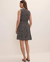 Ann Taylor Petite Geo Belted Midi Dress Black Women's