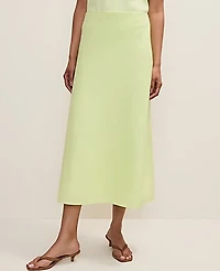 Ann Taylor Petite Bias Midi Slip Skirt Linen Blend Lime Slice Women's