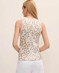 Ann Taylor Petite Animal Print Sweater Shell Top Lurex Women's