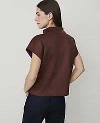 Ann Taylor Mock Neck Top Faux Suede Stallion Brown Women's