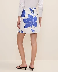 Ann Taylor Floral A-Line Skirt Linen Dream Blue Women's