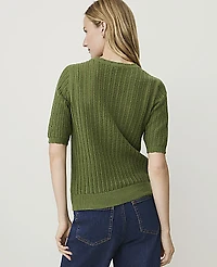 Ann Taylor Weekend Pointelle Trim Sweater Women's