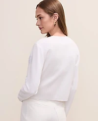 Ann Taylor Petite Floral Appliqué Cardigan White Women's