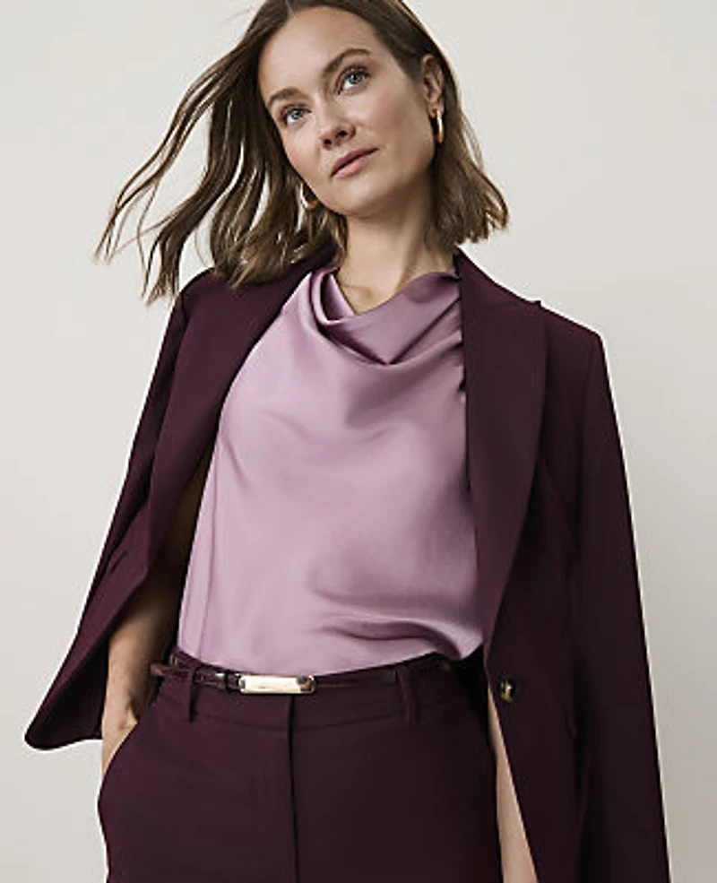 Ann Taylor Draped Cowl Neck Top Lilac Pink Women's