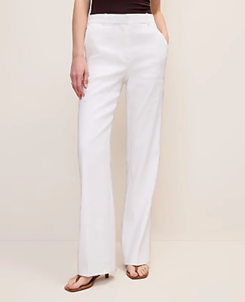 Ann Taylor The Petite High Rise Trouser Linen Blend White Women's