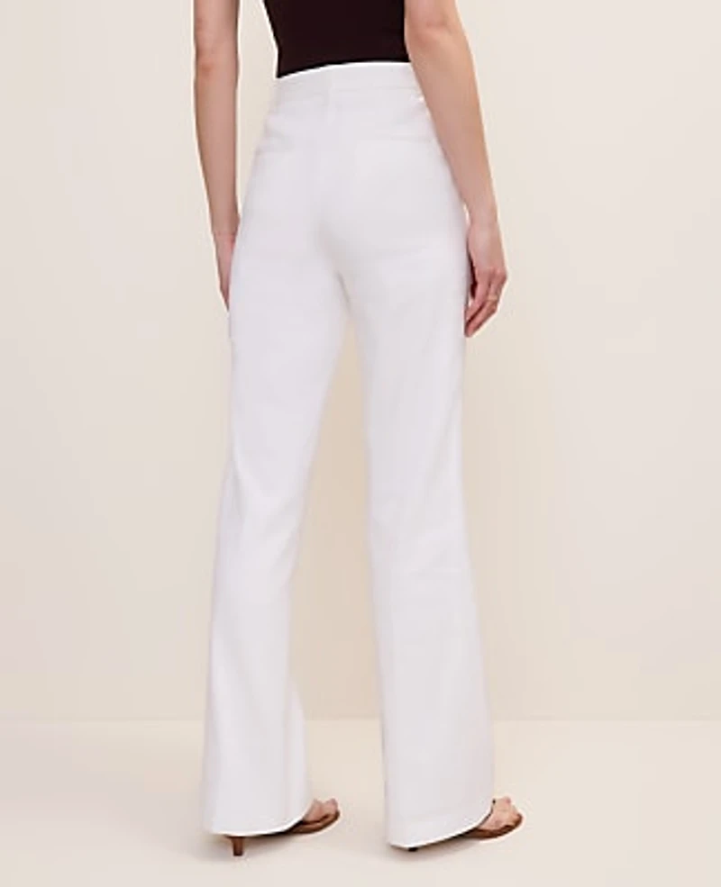 Ann Taylor The Petite High Rise Trouser Linen Blend White Women's
