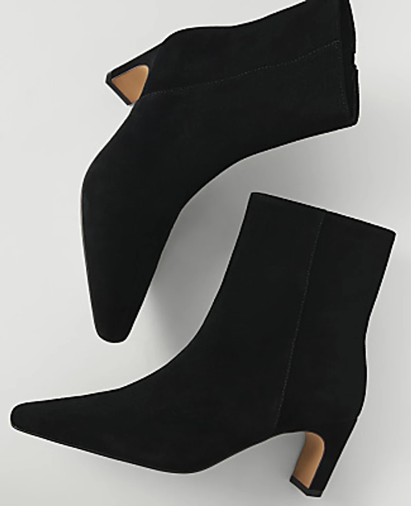 Ann Taylor Suede Skinny Heel Bootie Black Women's
