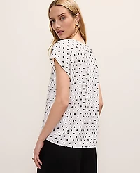 Ann Taylor Petite Polka Dot Top Pale Sandalwood Women's