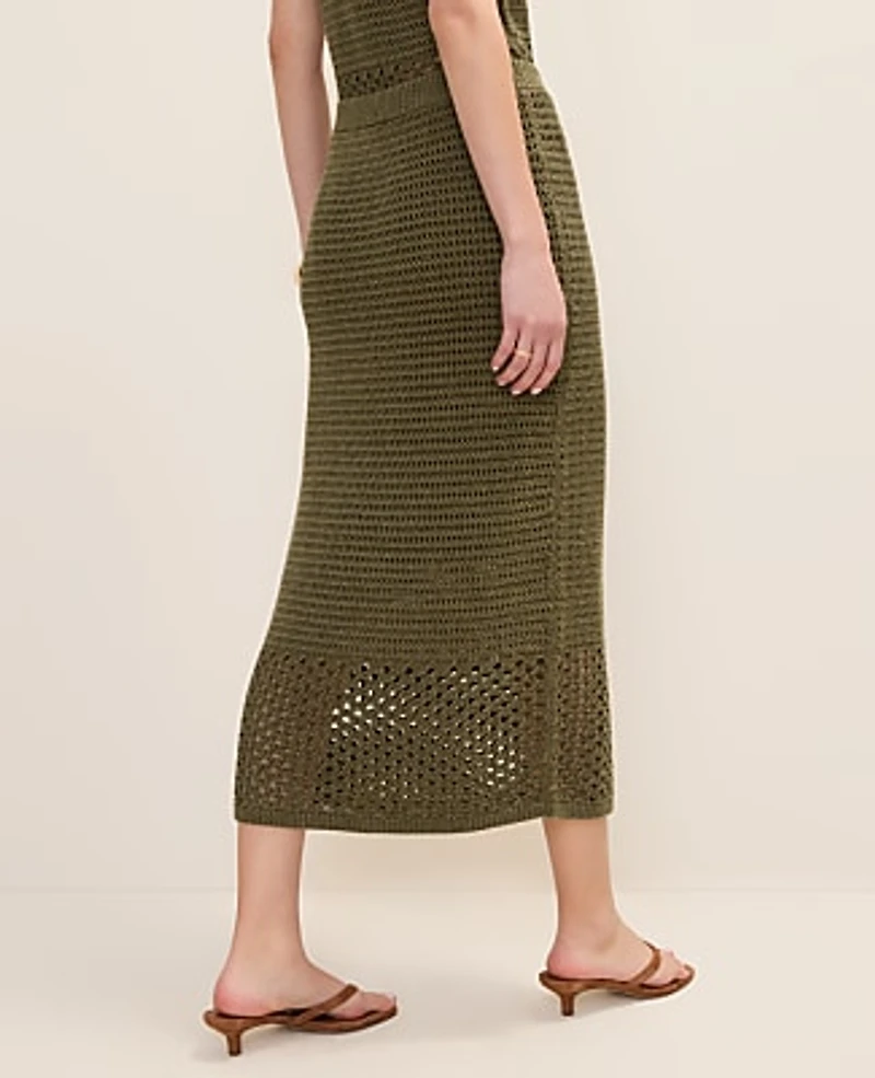Ann Taylor Crochet Midi Sweater Skirt Winding Ivy Women's