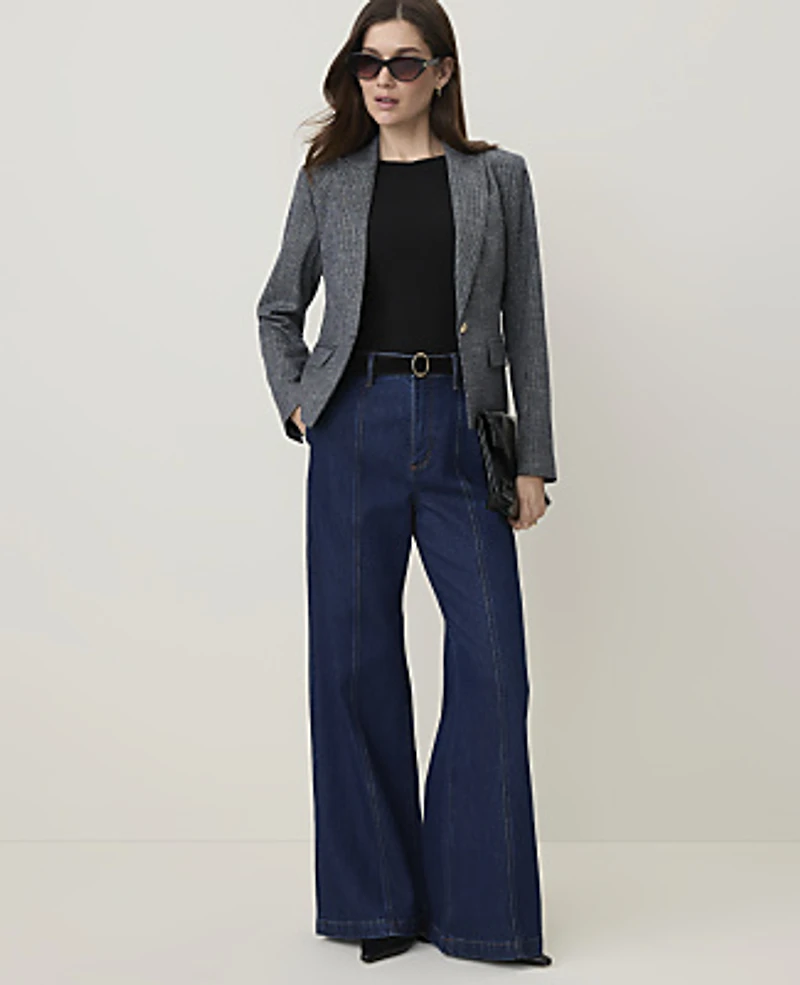 Ann Taylor The Petite Modern Newbury Blazer Dark Monochrome Women's