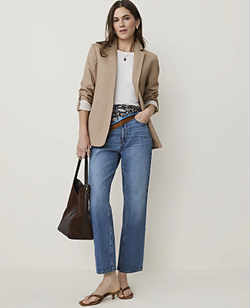 Ann Taylor Petite Weekend Roll Sleeve Blazer Women's