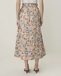 Ann Taylor Weekend Floral Paperbag Midi Skirt Cool Sesame Women's
