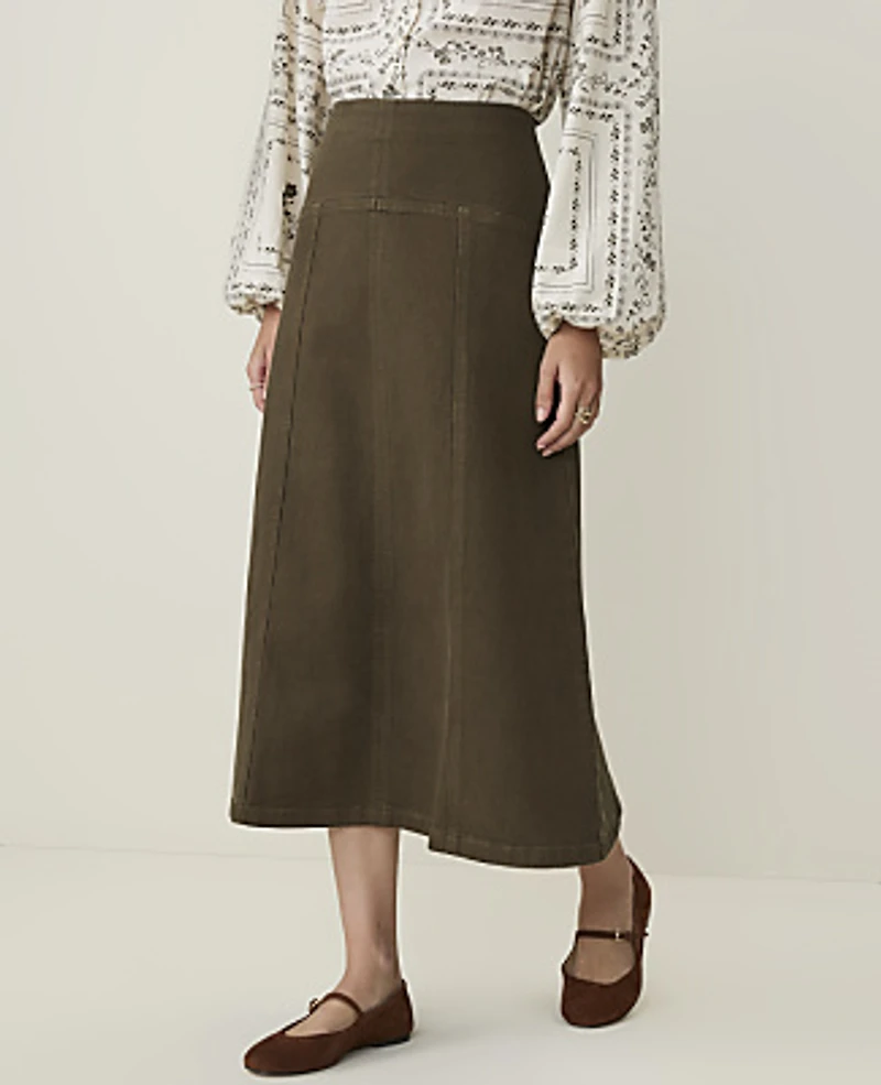 Ann Taylor Weekend Drop Waist Midi Skirt Denim Caper Shadow Women's