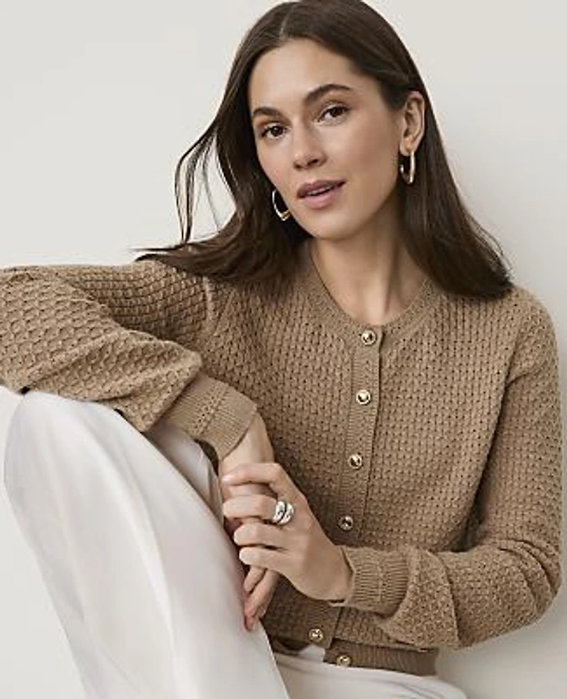 Ann Taylor Petite Pointelle Stitch Cardigan Women's