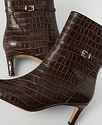 Ann Taylor Croco Skinny Heel Tall Boot Russet Brown Women's