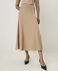 Ann Taylor Petite Pleated Button Midi Skirt Women's