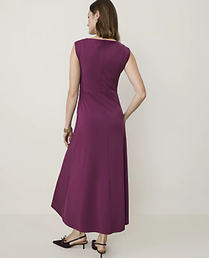 Ann Taylor Petite Ruched Column Midi Dress Purple Amaranth Women's