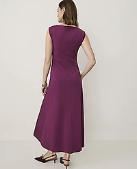 Ann Taylor Petite Ruched Column Midi Dress Purple Amaranth Women's
