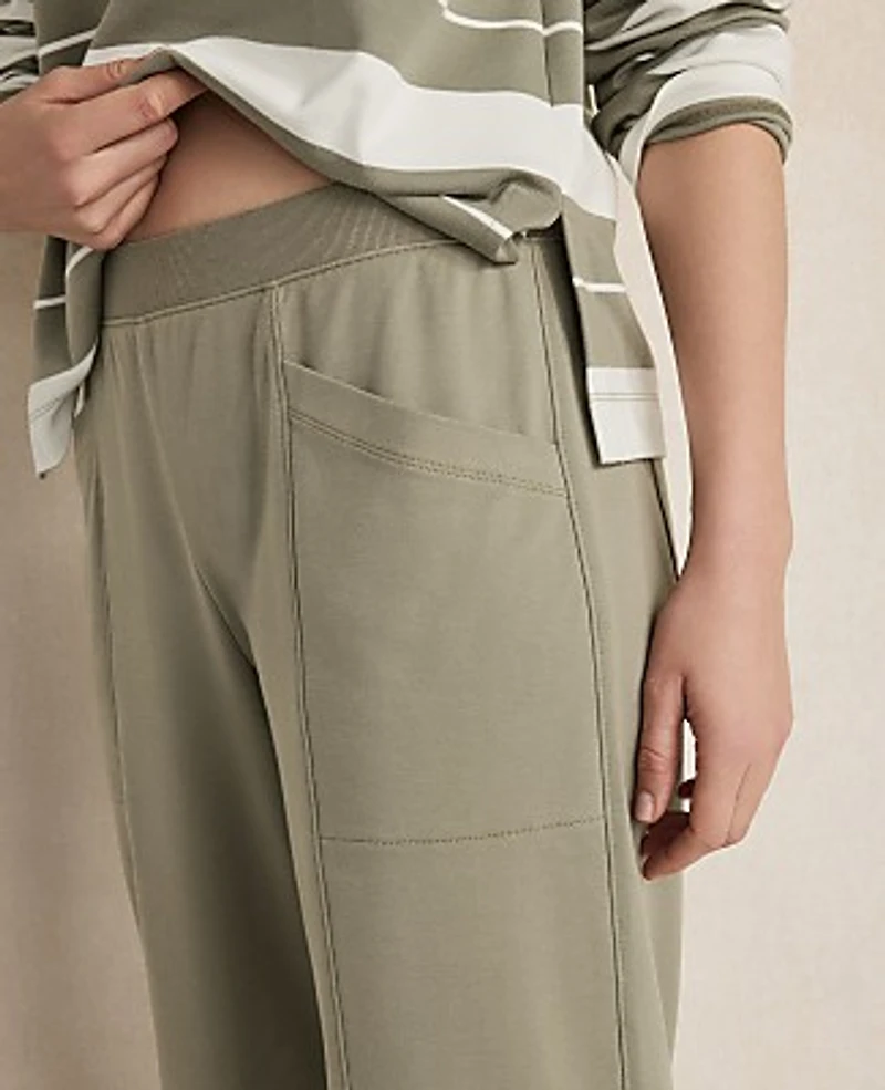 Ann Taylor Haven Well Within Organic Cotton Interlock Barrel Leg Pants Vetiver-Haven Women's