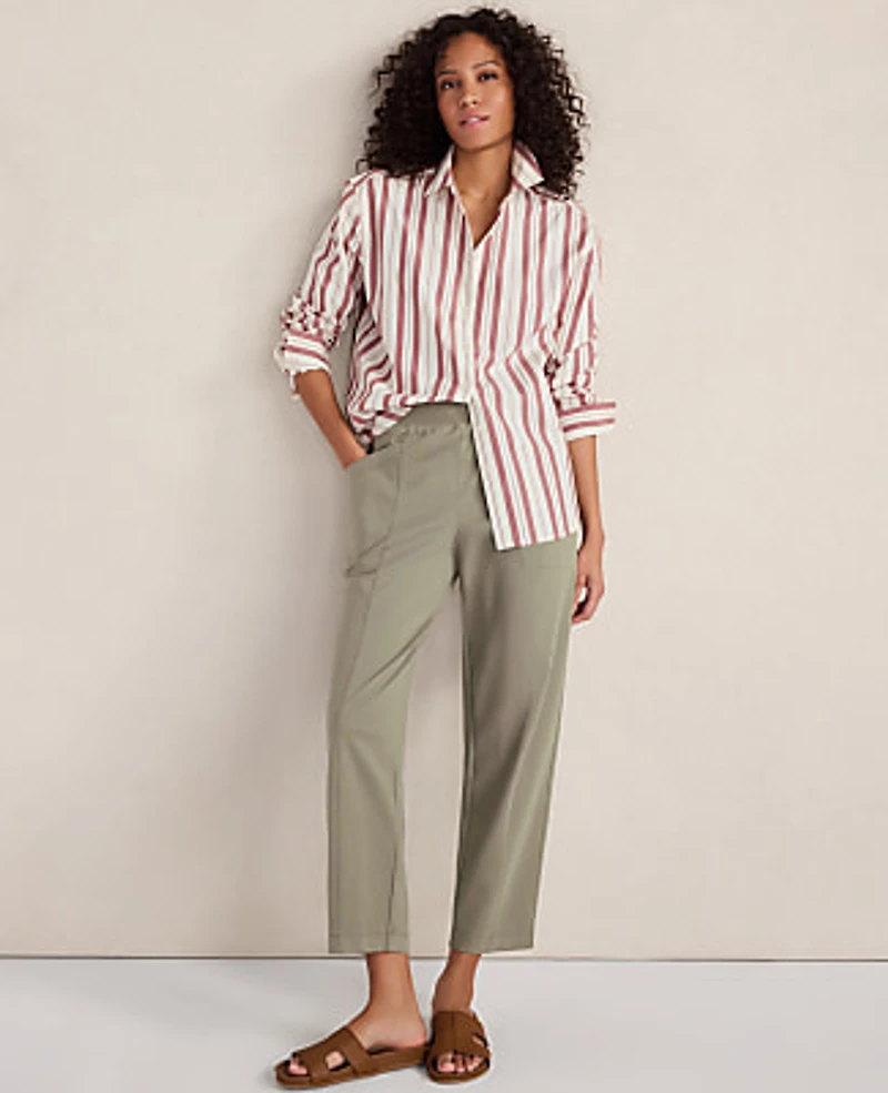 Ann Taylor Haven Well Within Organic Cotton Interlock Barrel Leg Pants Vetiver-Haven Women's