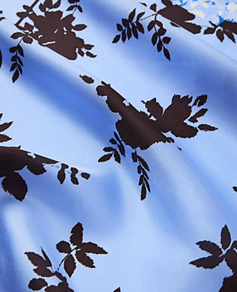 Ann Taylor Floral Silk Scarf Cheerful Blue Women's