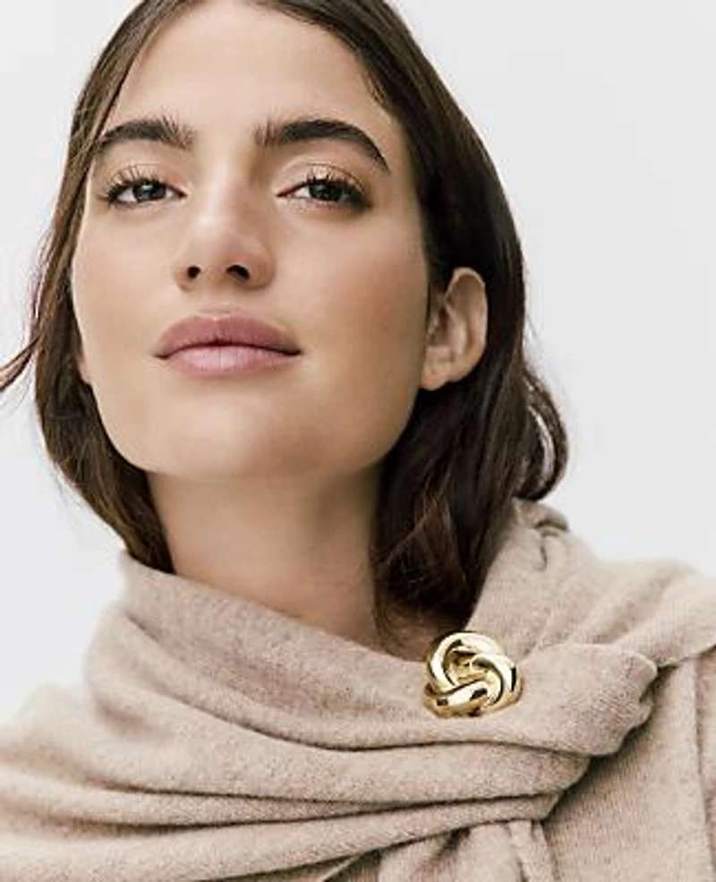 Ann Taylor Metal Knotted Brooch Goldtone Women's
