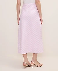 Ann Taylor Gingham Linen Blend Midi Slip Skirt Vibrant Pink Women's