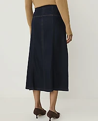 Ann Taylor Drop Waist Midi Skirt Denim Classic Rinse Wash Women's