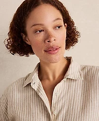 Ann Taylor Haven Well Within The Daily Shirt Everweave Linen Stripe Willow Branch Women's
