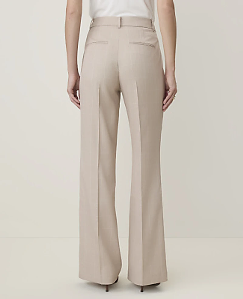 Ann Taylor The Petite Flare Trouser Windowpane — Curvy Fit Tan White Women's