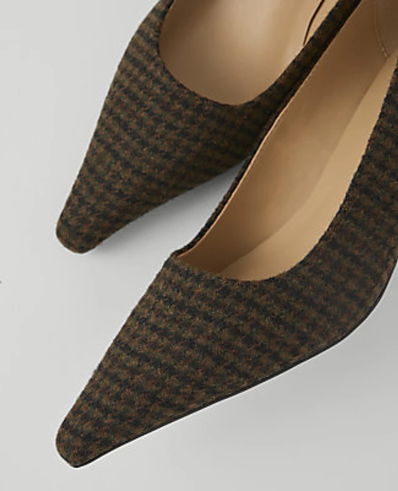 Ann Taylor Plaid Nip Toe Pump Spice Brown Women's