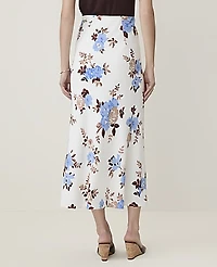 Ann Taylor Petite Floral Midi Slip Skirt Cheerful Blue-Ww Women's