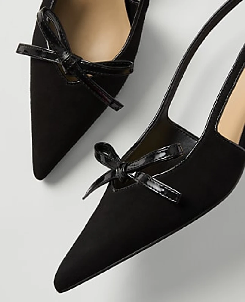 Ann Taylor Suede Bow Slingback Pump Women's