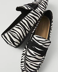 Ann Taylor Weekend Gathered Zebra Print Haircalf Loafer Black Women's