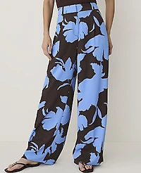 Ann Taylor Petite Floral Pleated Wide-Leg Pant Light Blue B Women's