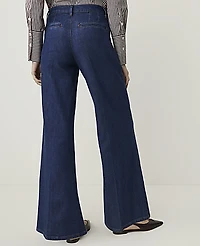 Ann Taylor The Pleated Denim Palazzo Trouser Dark Wash Women's