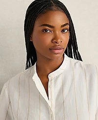 Ann Taylor Haven Well Within Silky Linen Blend Top Ivory Women's