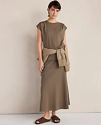 Ann Taylor Haven Well Within Organic Cotton Interlock Pleated T-Shirt Brown Women's