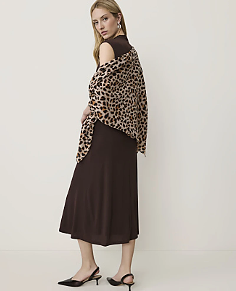 Ann Taylor Animal Print Wrap Poncho Brown Multi Women's