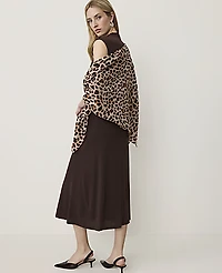 Ann Taylor Animal Print Wrap Poncho Brown Multi Women's
