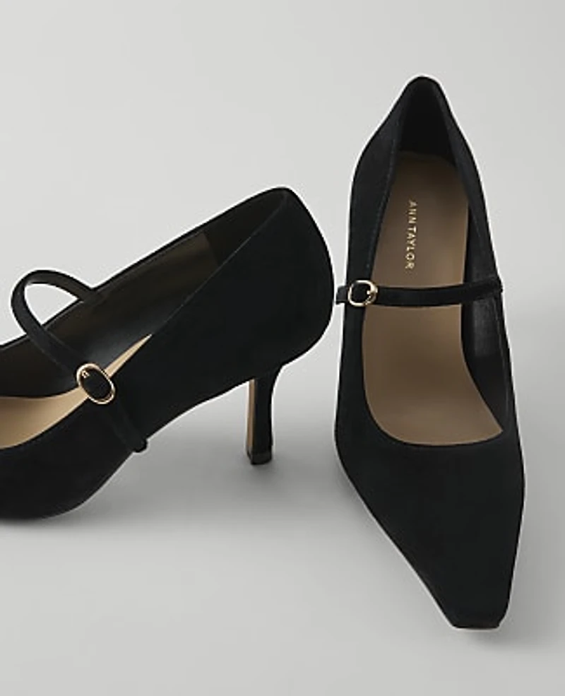 Ann Taylor Suede Mary Jane Pump Black Women's