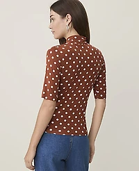 Ann Taylor Petite Polka Dot Mock Neck Top Amber Noir Women's
