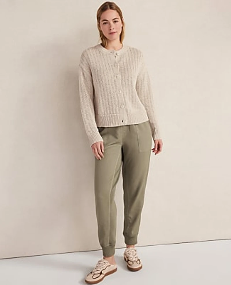 Ann Taylor Haven Well Within Linen Tape Yarn Cardigan Cotton White Women's