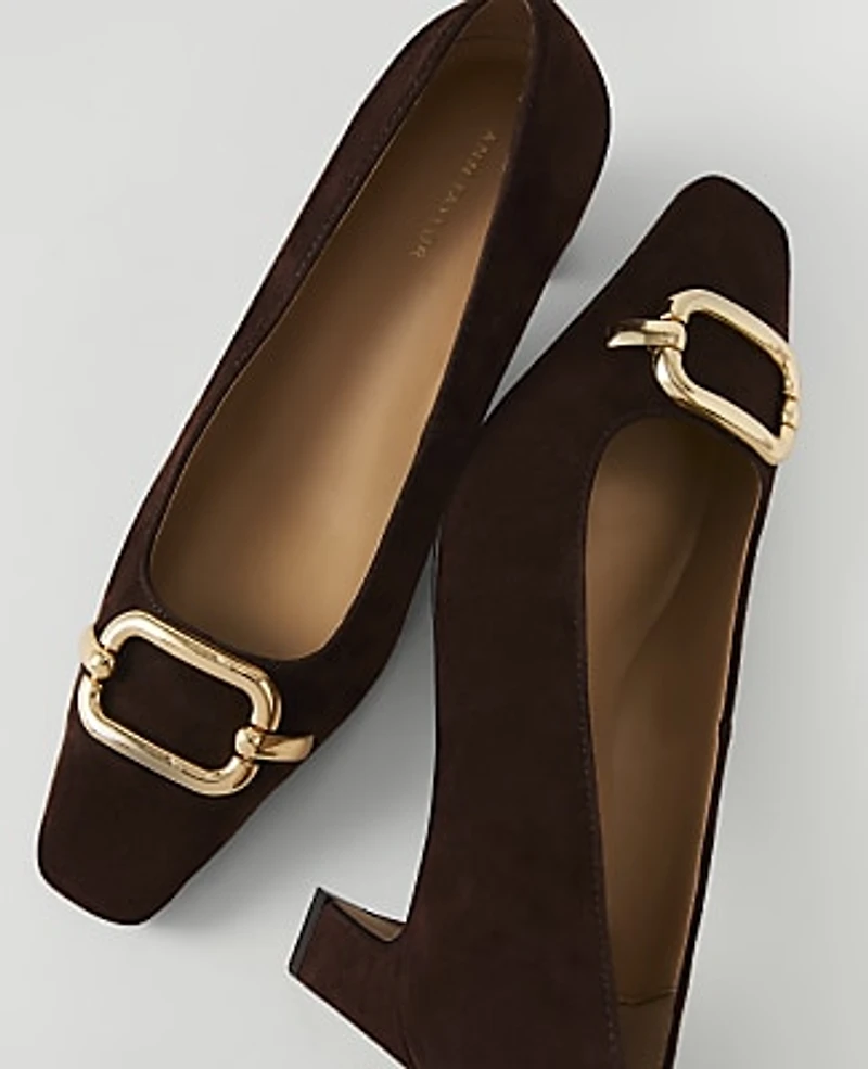 Ann Taylor Suede Buckle Pump Women's