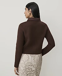 Ann Taylor Mixed Media Jacket Faux Suede Dark Brown Women's