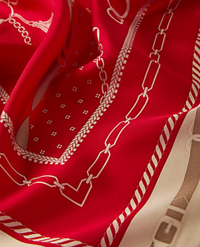 Ann Taylor Horsebit Print Silk Scarf Bright Poppy Women's
