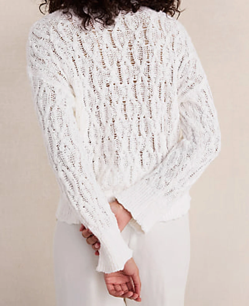 Ann Taylor Haven Well Within Slubby Cotton Linen V-Neck Sweater Women's