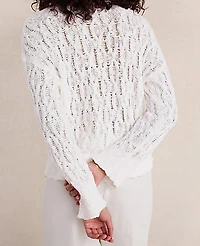 Ann Taylor Haven Well Within Slubby Cotton Linen V-Neck Sweater Women's