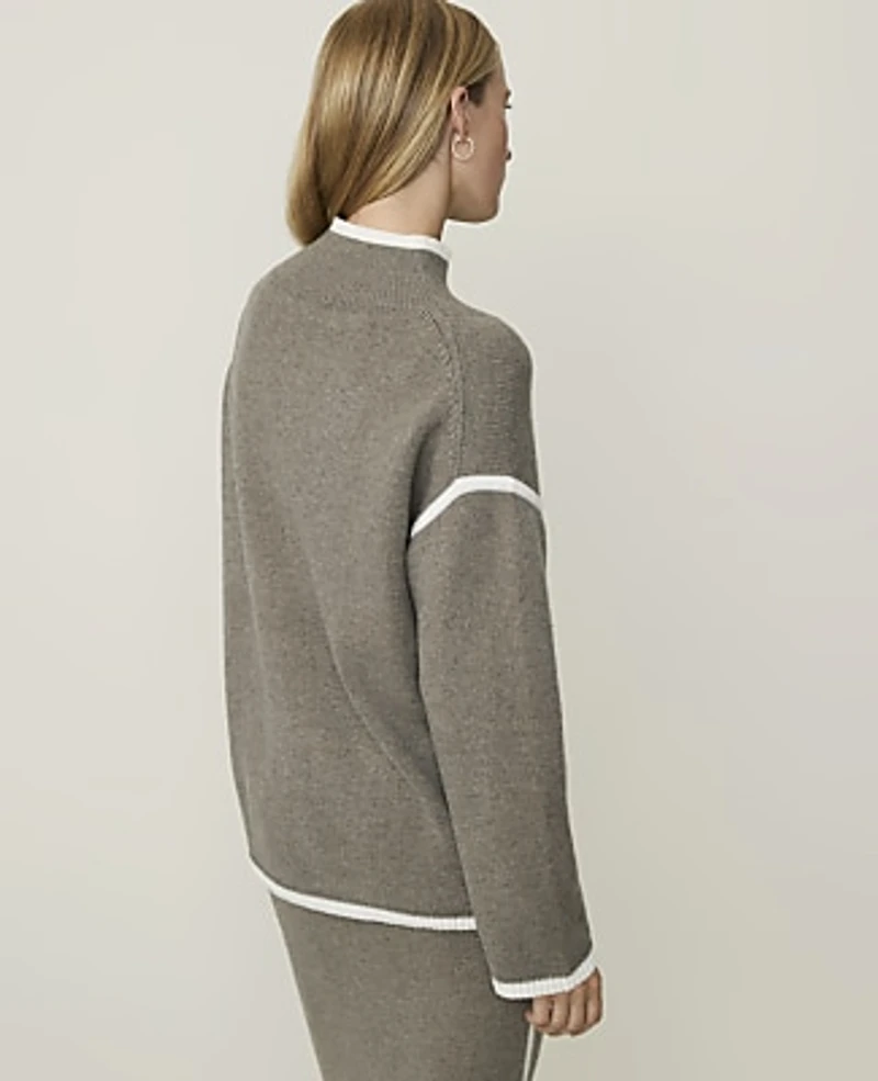 Ann Taylor Weekend Tipped Turtleneck Sweater Wisteria Melange Women's