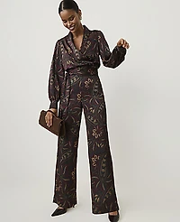 Ann Taylor The Petite Paisley Side Zip Pant Satin Safari Foliage Women's